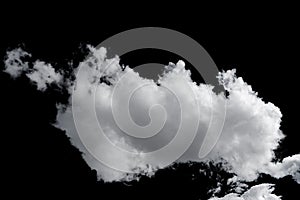 white fluffy clouds isolated on a black background