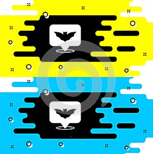White Flying bat icon isolated on black background. Happy Halloween party. Vector