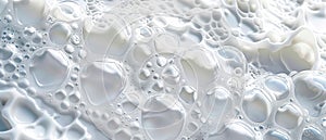 White foam bubble cream texture background.