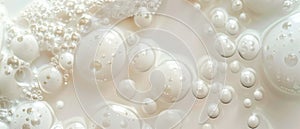 White foam bubble cream texture background.