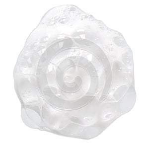 White foam bubbles texture isolated on white. Concept of wellness and beauty products