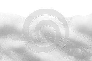 White foam texture isolated on white background. Cosmetic cleanser, soap, shampoo bubbles