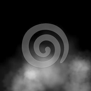 White fog, smoke or mist on black background. Halloween special effect theme composition. EPS 10