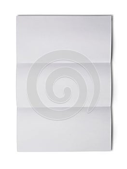 White folded blank sheet of paper for correspondence