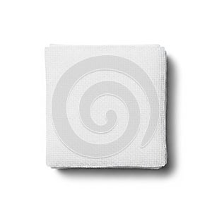 White Folded Waffle Fabric Square on White Background