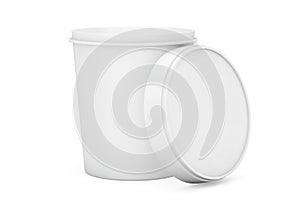 White Food Plastic Tub Bucket Container For Dessert, Yogurt, Ice