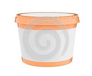White Food Plastic Tub Container For Dessert, Yogurt, Ice Cream, Sour Sream Or Snack. Ready For Your Design. orange lid.