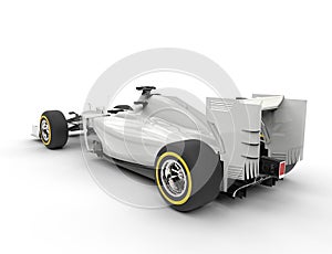 White formula one car - back view closeup