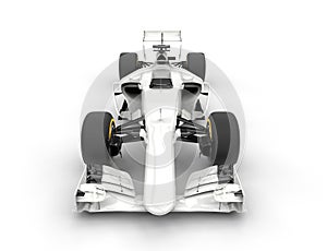 White formula one car - front view