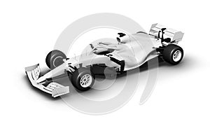 a white formula one car isolated on a white background