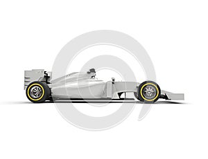 White formula one car - left side view