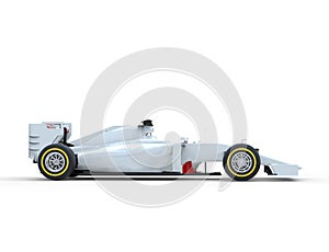 White Formula One Car - Side View