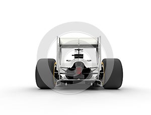 White formula one car - tail view
