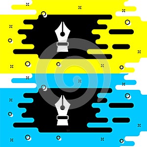 White Fountain pen nib icon isolated on black background. Pen tool sign. Vector