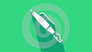 White Fountain pen nib icon isolated on green background. Pen tool sign. 4K Video motion graphic animation