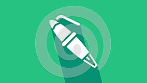 White Fountain pen nib icon isolated on green background. Pen tool sign. 4K Video motion graphic animation