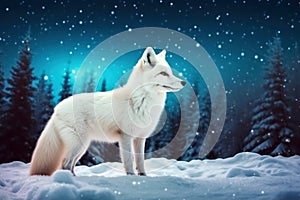 White fox in forest. Generate Ai