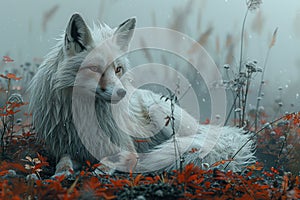White Fox in the Mist photo