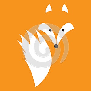 White Fox on orange background - Vector illustration design for banner, t-shirt graphics, fashion prints, slogan tees, stickers