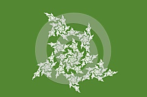 White fractal pattern on green background. Fantasy fractal texture. Digital art. 3D rendering. Computer generated image