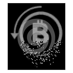 White Fractured Pixel Halftone Undo Bitcoin Payment Icon