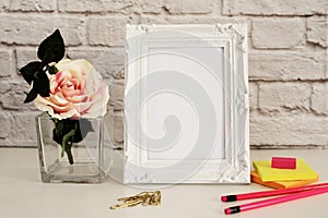 White Frame Mock Up, Digital MockUp, Display Mockup, Styled Stock Photography Mockup, Colorful Desktop Mock Up