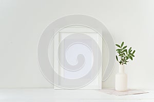 White frame mockup with vase