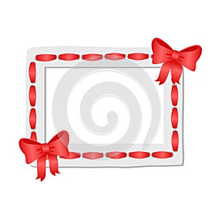 White Frame with Rounded Edges Decorated Red Tape