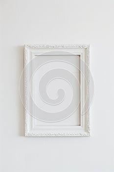 A white framed picture with a white background