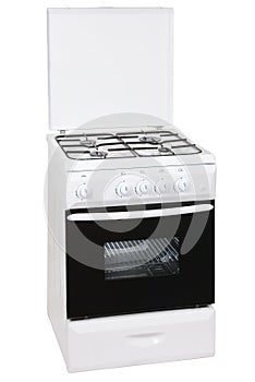 White free standing cooker, isolated on a white background