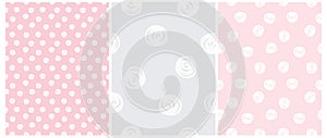 White Freehand Dots Isolated on a Light Gray and Light Pink Background.