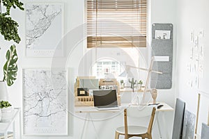 White freelancer`s interior with window