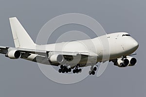 White freighter jumbo jet
