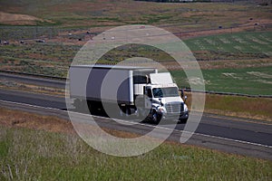 White Freightliner Daycab / White Trailer