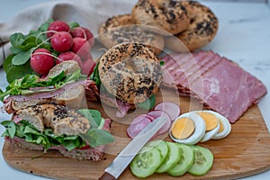 White french baguette and fresh rustic loaf