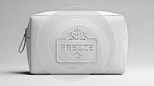 White Frezze Insulated Pouch with Snowflake Logo on Gray Background