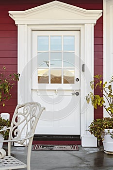 White front door of an upscale home