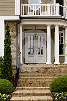 White front door with white columns