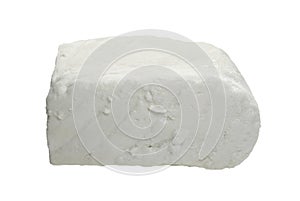 White full-fat cheese isolated on white.