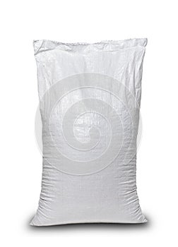 White full polypropylene bag on white isolated background