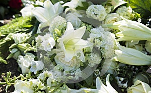 White funeral flowers photo