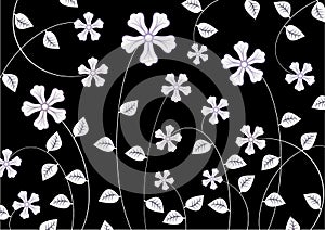 White funky flowers abstract pattern