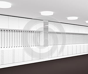 White furniture in the optic store, 3d rendering illustration photo