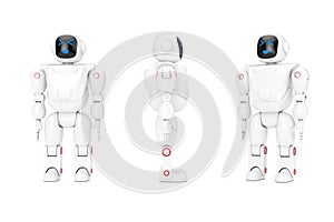 White Futuristic Cartoon Toy Robot. 3d Rendering