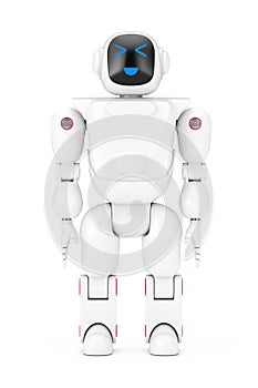 White Futuristic Cartoon Toy Robot. 3d Rendering