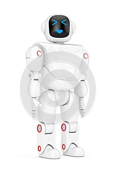 White Futuristic Cartoon Toy Robot. 3d Rendering
