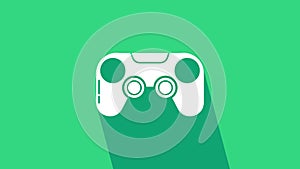White Gamepad icon isolated on green background. Game controller. 4K Video motion graphic animation