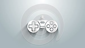 White Gamepad icon isolated on grey background. Game controller. 4K Video motion graphic animation