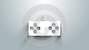 White Gamepad icon isolated on grey background. Game controller. 4K Video motion graphic animation