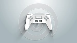 White Gamepad icon isolated on grey background. Game controller. 4K Video motion graphic animation